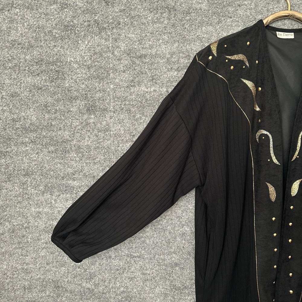 Vintage 80s Jon Pierre Womens Cardigan L Black Gold Oversized Sweater - Picture 8 of 12